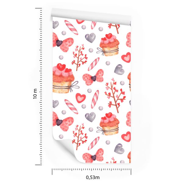 Behang Met Aquarel Geschilderde Cupcakes - Afbeelding 8