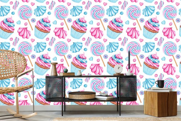 Behang Kleurrijke Muffins En Lolly's - Afbeelding 5