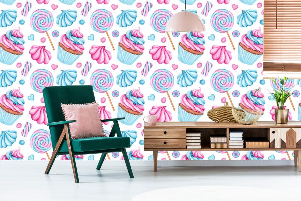 Behang Kleurrijke Muffins En Lolly's - Afbeelding 6