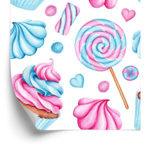 Behang Kleurrijke Muffins En Lolly's