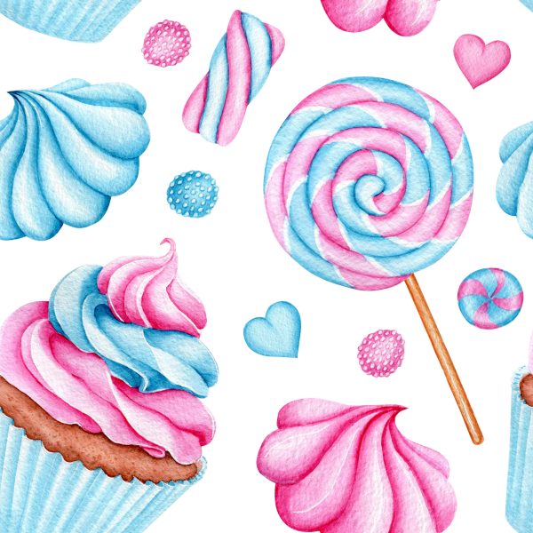 Behang Kleurrijke Muffins En Lolly's - Afbeelding 2