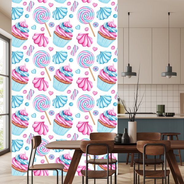 Behang Kleurrijke Muffins En Lolly's - Afbeelding 4