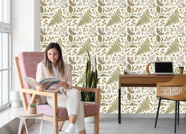 Behang Veldplanten In Retrostijl - Afbeelding 7