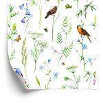 Behang Voor De Woonkamer, Vogels, Bloemen, Bladeren, Natuur, Vlinders