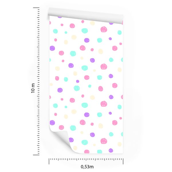 Behang Voor Kinderen - Pastelkleurige Stippen - Afbeelding 8