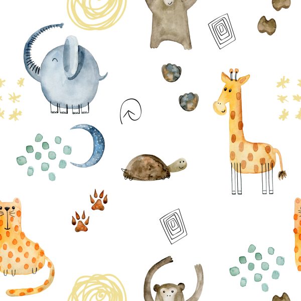 Behang Dieren Aquarel Tekenen - Afbeelding 2