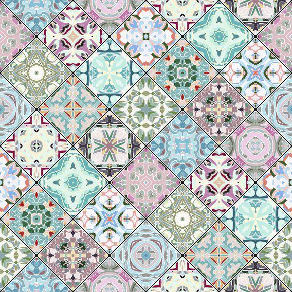 Behang Kleurrijk Abstract Mozaïek - Afbeelding 2