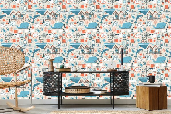 Behang Voor Kinderen - Zeedieren - Scandinavische Stijl - Afbeelding 5