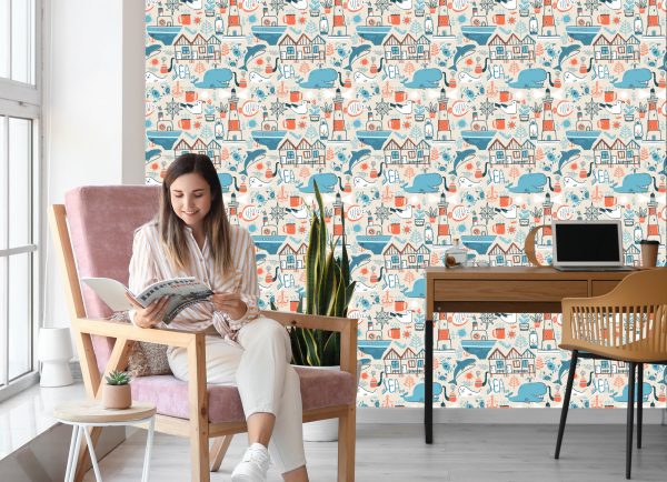 Behang Voor Kinderen - Zeedieren - Scandinavische Stijl - Afbeelding 7