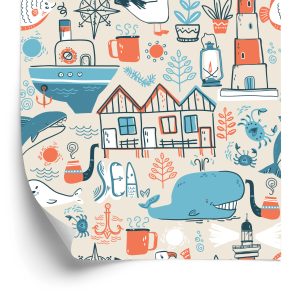 Behang Voor Kinderen - Zeedieren - Scandinavische Stijl