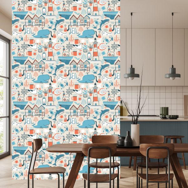 Behang Voor Kinderen - Zeedieren - Scandinavische Stijl - Afbeelding 4