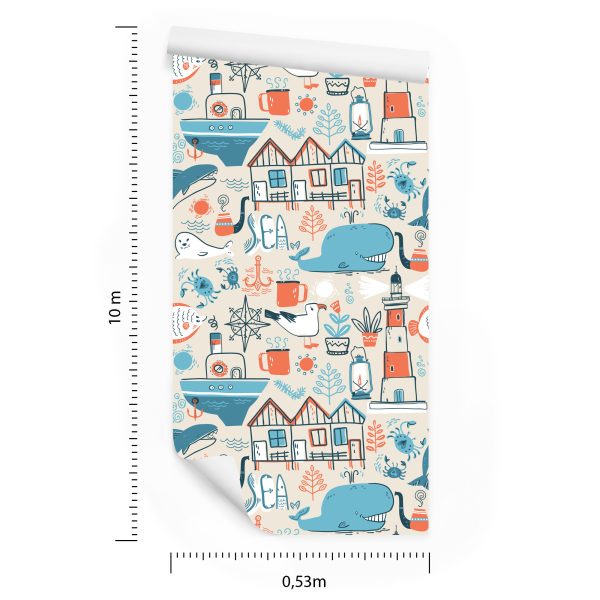 Behang Voor Kinderen - Zeedieren - Scandinavische Stijl - Afbeelding 8