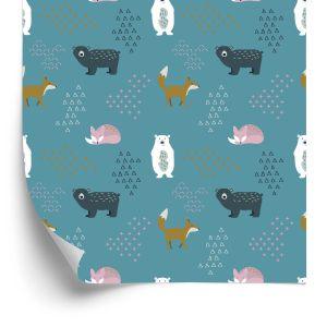 Behang Voor Kinderen - Beren En Vossen In Pastelkleuren