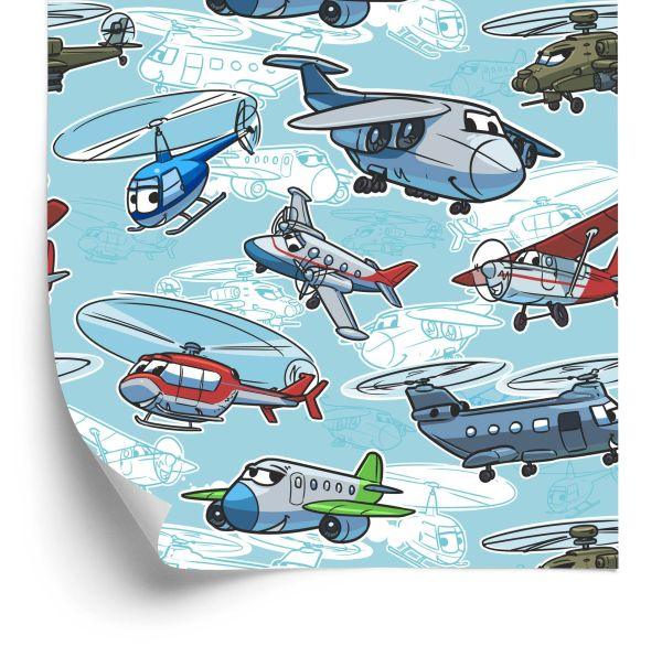 Behang Sprookjesachtige Vliegtuigen En Helikopters