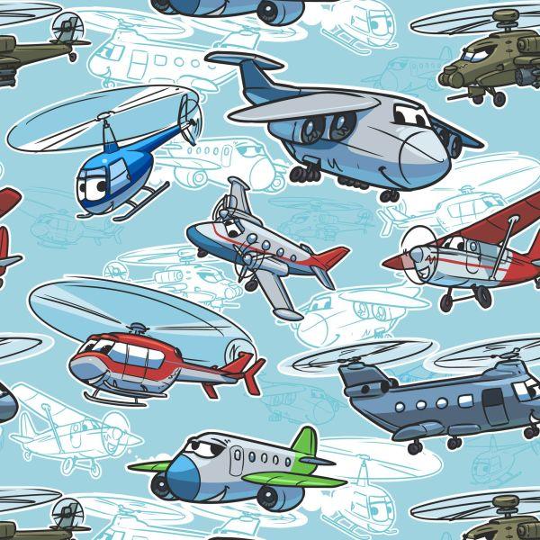 Behang Sprookjesachtige Vliegtuigen En Helikopters - Afbeelding 2
