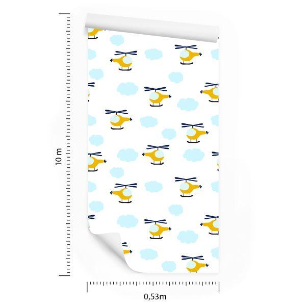 Behang Sprookjeshelikopters Met Wolken - Afbeelding 8