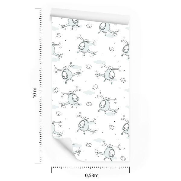 Behang Sprookjeshelikopters Met Wolken - Afbeelding 8