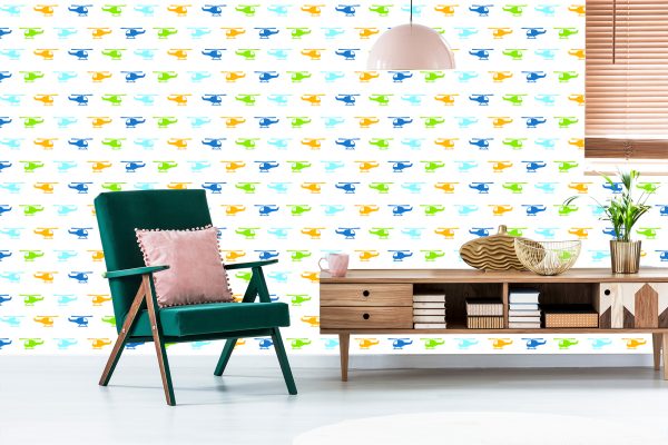 Behang Kleurrijke Minimalistische Helikopters - Afbeelding 6