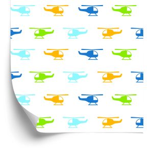 Behang Kleurrijke Minimalistische Helikopters