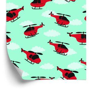 Behang Rode Helikopters
