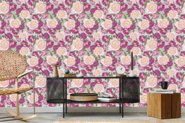 Behang Prachtige Pioenrozen In Roze Tinten - Afbeelding 5