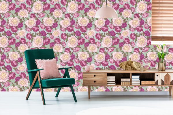 Behang Prachtige Pioenrozen In Roze Tinten - Afbeelding 6