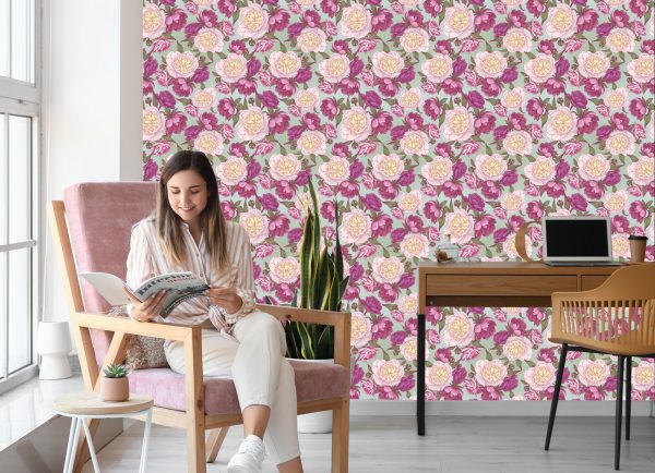 Behang Prachtige Pioenrozen In Roze Tinten - Afbeelding 7