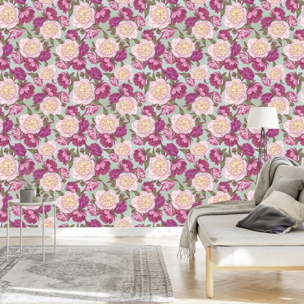 Behang Prachtige Pioenrozen In Roze Tinten - Afbeelding 3