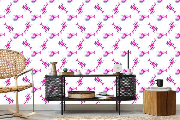 Behang Roze Helikopters - Afbeelding 5