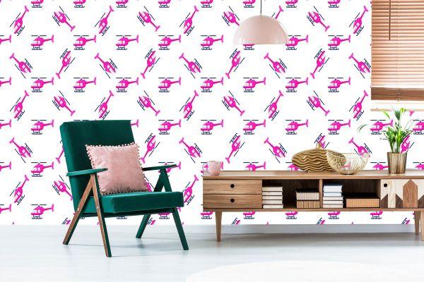 Behang Roze Helikopters - Afbeelding 6