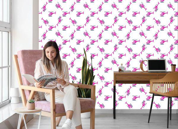 Behang Roze Helikopters - Afbeelding 7