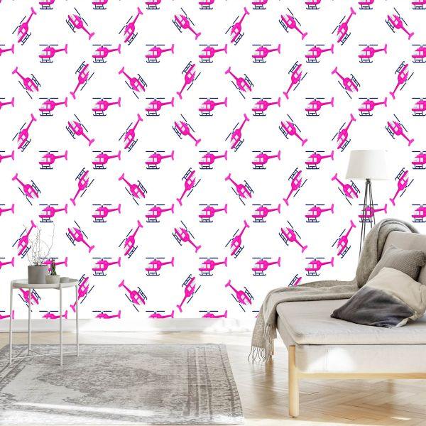 Behang Roze Helikopters - Afbeelding 3