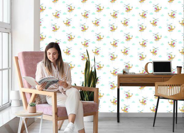 Behang Dinosaurussen In Helikopters - Afbeelding 7