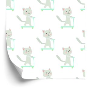Behang Kittens Op Scooters
