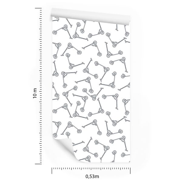 Behang Zwart-Witte Scooters - Afbeelding 8