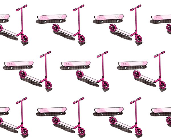 Behang Scooters En Skateboards - Afbeelding 2
