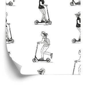Behang Tieners Op Scooters