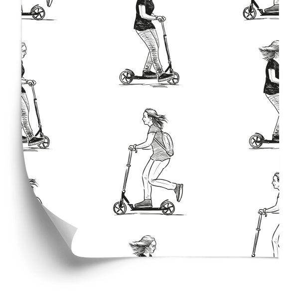 Behang Tieners Op Scooters