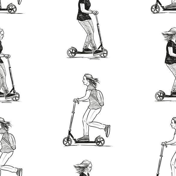 Behang Tieners Op Scooters - Afbeelding 2