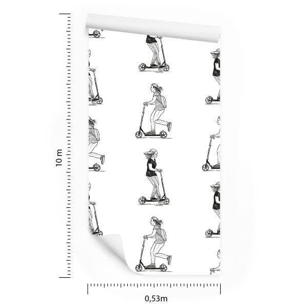 Behang Tieners Op Scooters - Afbeelding 8