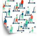 Behang Vrolijke Mensen Op Scooters