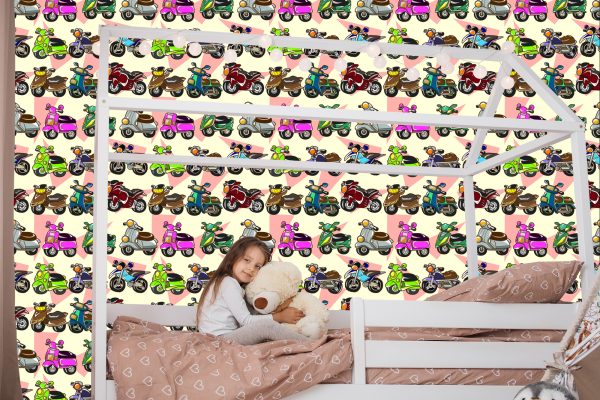 Behang Kleurrijke Scooters - Afbeelding 7