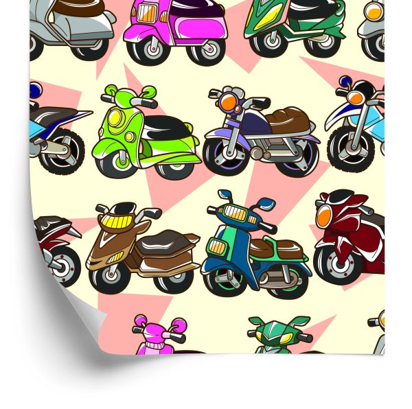Behang Kleurrijke Scooters
