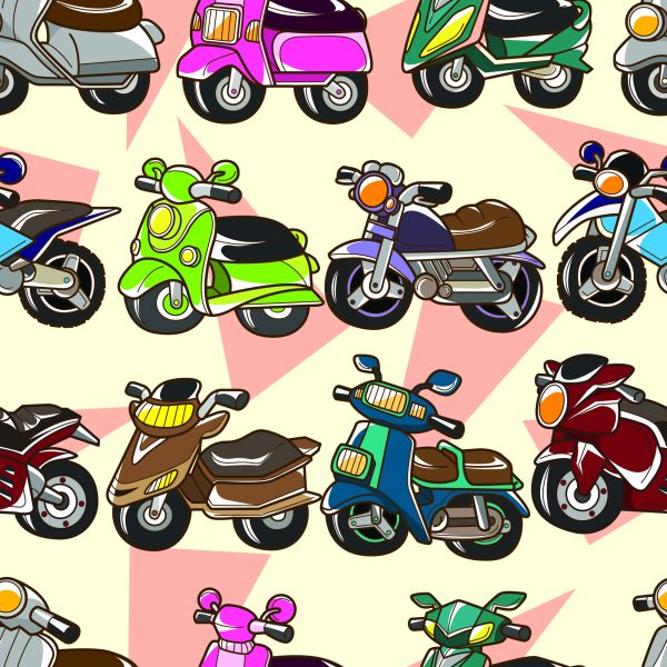 Behang Kleurrijke Scooters - Afbeelding 2