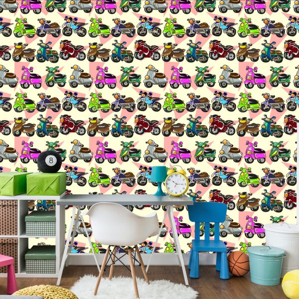 Behang Kleurrijke Scooters - Afbeelding 4