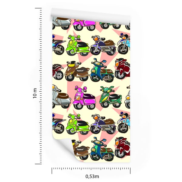 Behang Kleurrijke Scooters - Afbeelding 8