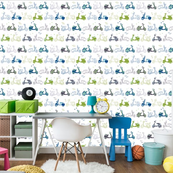 Behang Retro Scooters - Afbeelding 4