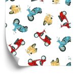 Behang Kleurrijke Vintage Scooters