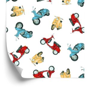 Behang Kleurrijke Vintage Scooters