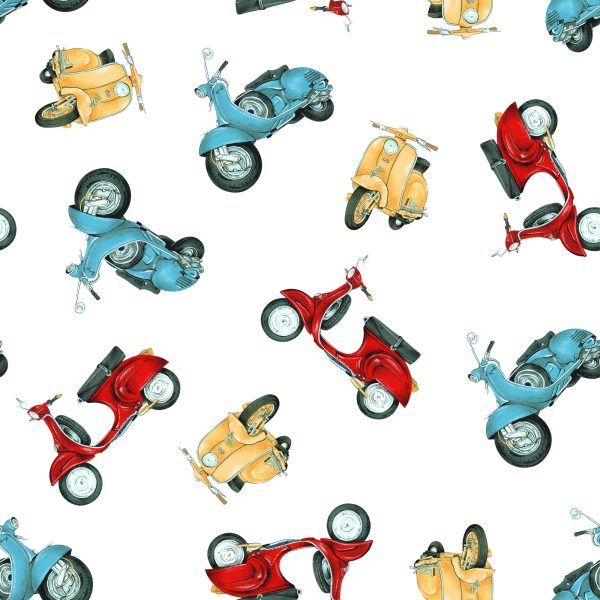 Behang Kleurrijke Vintage Scooters - Afbeelding 2